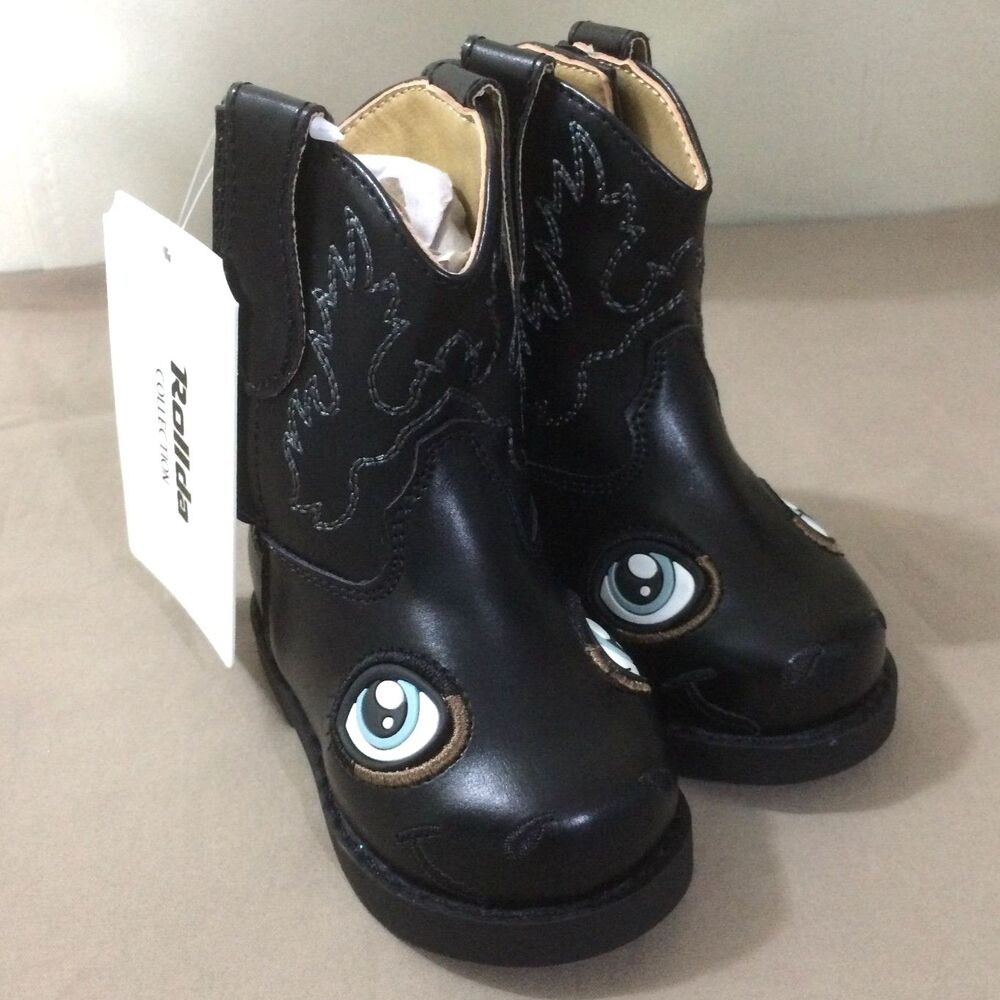 NEW Rollda Toddler Cowboy Boots Pony Western Black Size 3T New Pull On